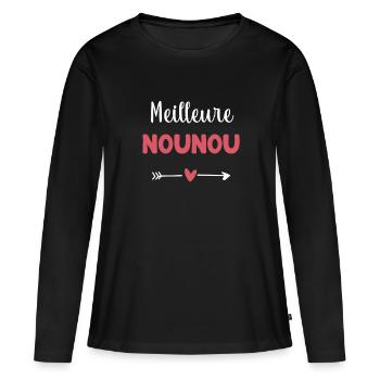 Best Nanny Heart Nanny Gift - Women's Premium Organic Long Sleeve Shirt - black - Front - Julia (174cm)