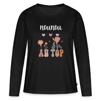 Nanny top boho bohemian flowers nanny gift - Women's Premium Organic Long Sleeve Shirt - black - Front - Julia (174cm)