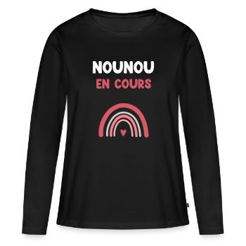 Nanny in the Making, Rainbow Nanny Gift - Women's Premium Organic Long Sleeve Shirt - black - Front - Julia (174cm)