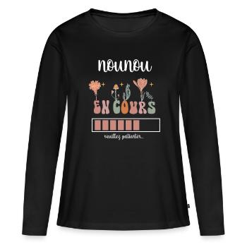 Nanny in progress boho bohemian flowers nanny gift - Women's Premium Organic Long Sleeve Shirt - black - Front - Julia (174cm)