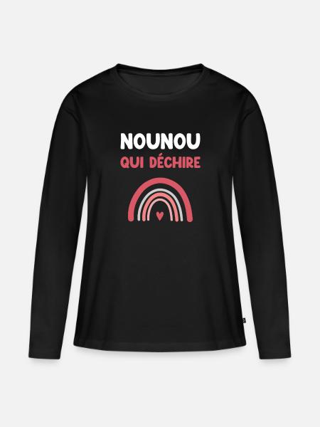 Kindermädchen, das Regenbogen zerreißt - Frauen Premium Bio Langarmshirt - Schwarz
