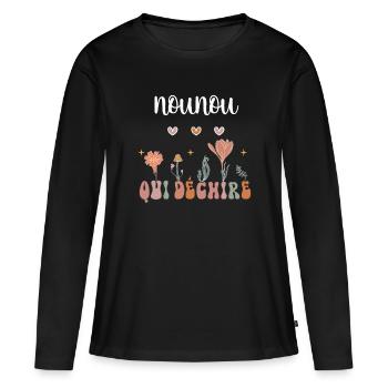 Nanny Tearing Boho Bohemian Flowers Nanny - Women's Premium Organic Long Sleeve Shirt - black - Front - Julia (174cm)