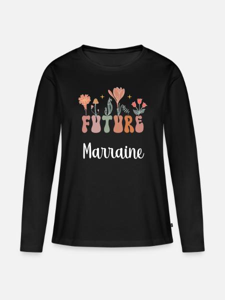 Future Godmother Boho Bohemian Flowers Gift Godmother - Women's Premium Organic Long Sleeve Shirt - black