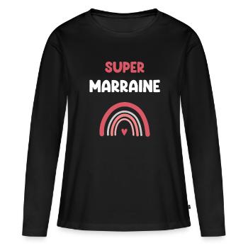 Super Patin Regenbogen Patin Geschenk Patin - Frauen Premium Bio Langarmshirt - Schwarz - Vorne - Julia (174cm)