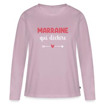 Patentante Tearing Heart Geschenk Patentante - Frauen Premium Bio Langarmshirt - Altrosa - Vorne - Julia (174cm)