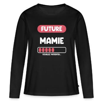 future mamie cadeau mamie cadeau mamie - T-shirt manches longues Premium bio Femme - noir - Devant - Julia (174cm)