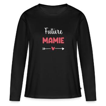 future mamie coeur cadeau mamie - T-shirt manches longues Premium bio Femme - noir - Devant - Julia (174cm)