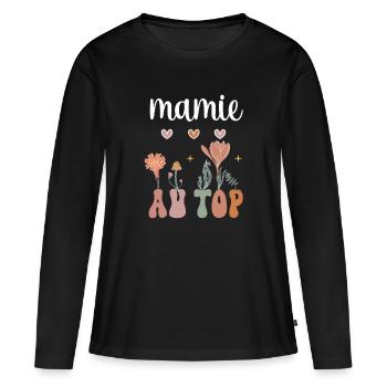 Granny at the top boho bohemian flowers gift granny - Women's Premium Organic Long Sleeve Shirt - black - Front - Julia (174cm)