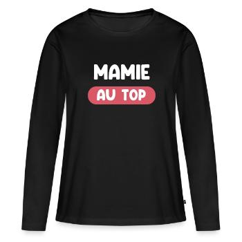mamie au top cadeau mamie cadeau mamie - T-shirt manches longues Premium bio Femme - noir - Devant - Julia (174cm)