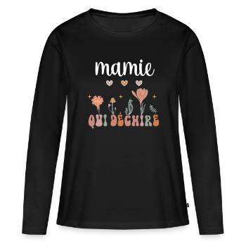 Granny Tearing Boho Bohemian Flowers Granny Gift - Women's Premium Organic Long Sleeve Shirt - black - Front - Julia (174cm)
