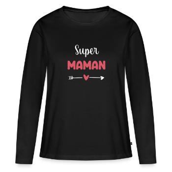 Super Mom Heart Gift Mother - Women's Premium Organic Long Sleeve Shirt - black - Front - Julia (174cm)