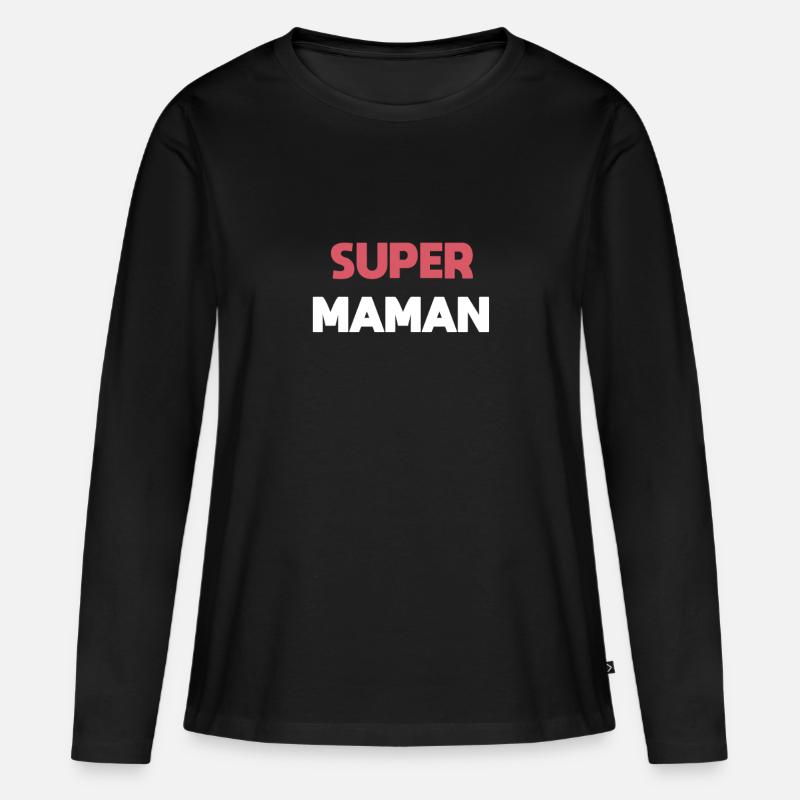 Supermama Geschenk Mutter - Frauen Premium Bio Langarmshirt - Schwarz