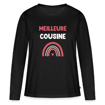 bester Cousin Regenbogen Cousine Geschenk - Frauen Premium Bio Langarmshirt - Schwarz - Vorne - Julia (174cm)