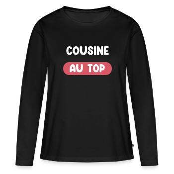 cousine au top cadeau cousine cadeau cousine - T-shirt manches longues Premium bio Femme - noir - Devant - Julia (174cm)