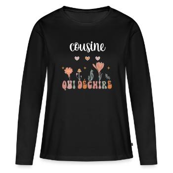 Cousine reißt Boho böhmische Blumen Geschenk - Frauen Premium Bio Langarmshirt - Schwarz - Vorne - Julia (174cm)