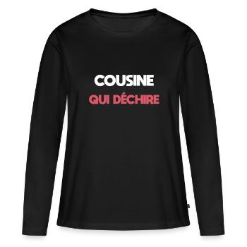 Cousine, die rockt Cousine Geschenk - Frauen Premium Bio Langarmshirt - Schwarz - Vorne - Julia (174cm)