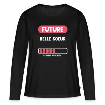 future belle soeur cadeau belle soeur - T-shirt manches longues Premium bio Femme - noir - Devant - Julia (174cm)