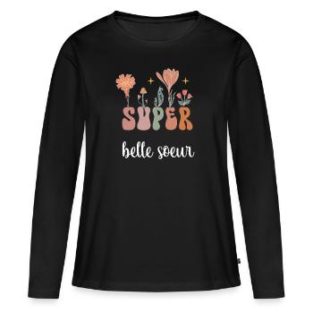 Super schöne Schwester Boho Böhmische Blumen - Frauen Premium Bio Langarmshirt - Schwarz - Vorne - Julia (174cm)