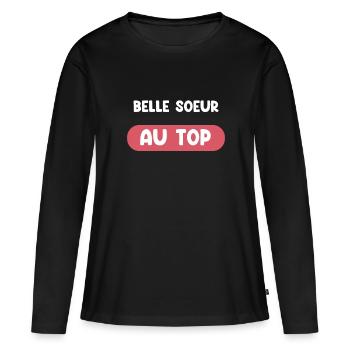 belle soeur au top cadeau belle soeur - T-shirt manches longues Premium bio Femme - noir - Devant - Julia (174cm)