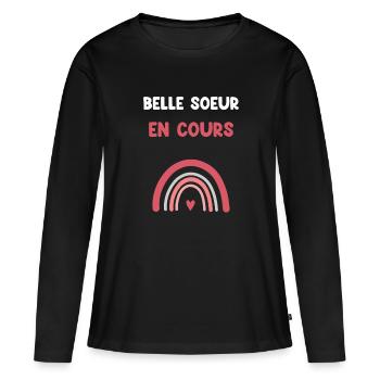 Stiefschwester läuft Regenbogen - Frauen Premium Bio Langarmshirt - Schwarz - Vorne - Julia (174cm)