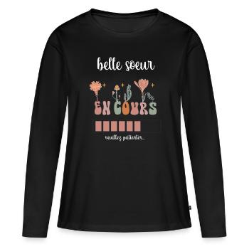 Stiefschwester Running Boho Böhmische Blumen - Frauen Premium Bio Langarmshirt - Schwarz - Vorne - Julia (174cm)