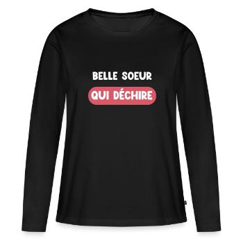 Schwägerin reißt Geschenk Schwägerin - Frauen Premium Bio Langarmshirt - Schwarz - Vorne - Julia (174cm)