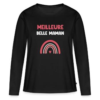 Beste schöne Mutter Regenbogen Stiefmutter - Frauen Premium Bio Langarmshirt - Schwarz - Vorne - Julia (174cm)