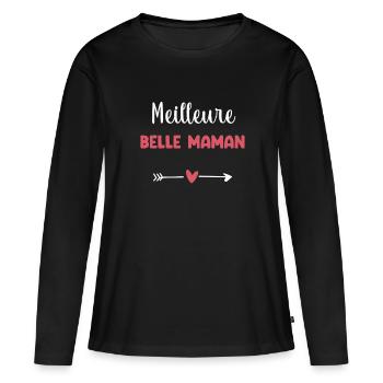 meilleure belle maman coeur belle mère - T-shirt manches longues Premium bio Femme - noir - Devant - Julia (174cm)