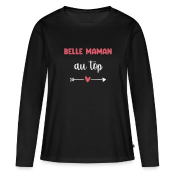 Schöne Mutter am oberen Ende Herz Stiefmutter Mutter - Frauen Premium Bio Langarmshirt - Schwarz - Vorne - Julia (174cm)