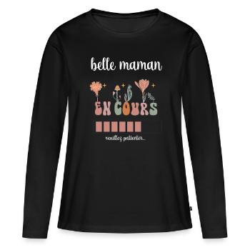 Schöne Mutter Laufen Boho Böhmische Blumen Stiefmutter - Frauen Premium Bio Langarmshirt - Schwarz - Vorne - Julia (174cm)