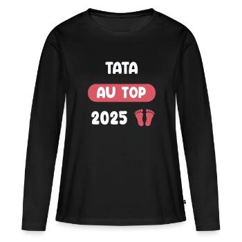 An der Spitze 2025: Tata kündigt Schwangerschaft an - Frauen Premium Bio Langarmshirt - Schwarz - Vorne - Julia (174cm)