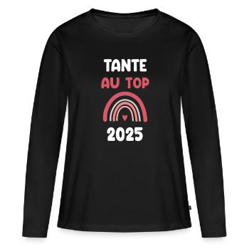 2025 Aunt at the top announces pregnancy - Women's Premium Organic Long Sleeve Shirt - black - Front - Julia (174cm)