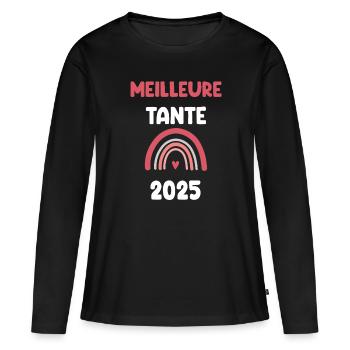 2025 Aunt Best Pregnancy Ad - Women's Premium Organic Long Sleeve Shirt - black - Front - Julia (174cm)