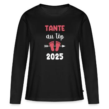Top Aunt 2025 Pregnancy Announcement - Women's Premium Organic Long Sleeve Shirt - black - Front - Julia (174cm)