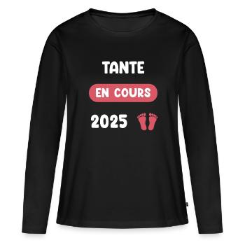 Ongoing 2025 Aunt Announces Pregnancy - Women's Premium Organic Long Sleeve Shirt - black - Front - Julia (174cm)