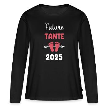 Future Aunt 2025 Pregnancy Announcement - Women's Premium Organic Long Sleeve Shirt - black - Front - Julia (174cm)
