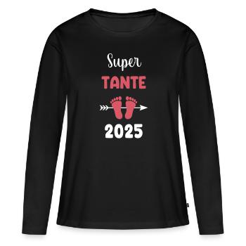 Super Aunt 2025 Pregnancy Announcement - Women's Premium Organic Long Sleeve Shirt - black - Front - Julia (174cm)