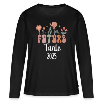 aunt 2025 future flowers pregnancy announcement - Women's Premium Organic Long Sleeve Shirt - black - Front - Julia (174cm)