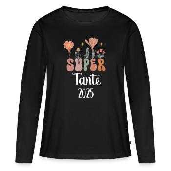 aunt 2025 super flowers pregnancy announcement - Women's Premium Organic Long Sleeve Shirt - black - Front - Julia (174cm)
