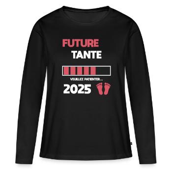 Aunt future 2025 pregnancy announcement - Women's Premium Organic Long Sleeve Shirt - black - Front - Julia (174cm)