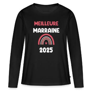 2025 Patentante Beste Schwangerschaftsanzeige - Frauen Premium Bio Langarmshirt - Schwarz - Vorne - Julia (174cm)
