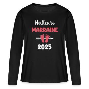 Beste Patentante 2025 Schwangerschaftsankündigung - Frauen Premium Bio Langarmshirt - Schwarz - Vorne - Julia (174cm)
