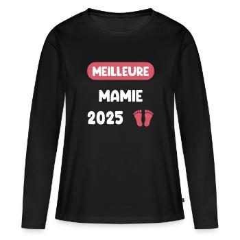meilleure 2025 mamie annonce grossesse - T-shirt manches longues Premium bio Femme - noir - Devant - Julia (174cm)