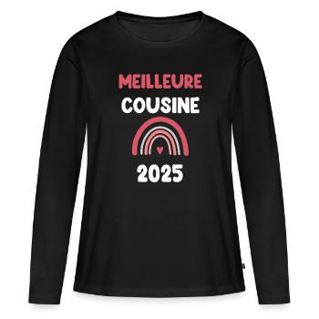 2025 Cousine Beste Schwangerschaftswerbung - Frauen Premium Bio Langarmshirt - Schwarz - Vorne - Julia (174cm)