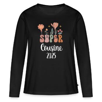 Cousine 2025 Super Flowers Pregnancy Announcement - Women's Premium Organic Long Sleeve Shirt - black - Front - Julia (174cm)