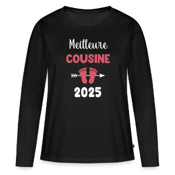 Beste Cousine 2025 Schwangerschaftsankündigung - Frauen Premium Bio Langarmshirt - Schwarz - Vorne - Julia (174cm)
