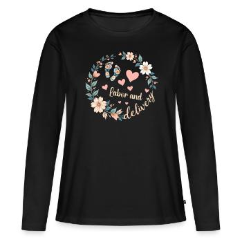 Funny Labor and Delivery Nurse Womens Retro Floral - T-shirt manches longues Premium bio Femme - noir - Devant - Julia (174cm)