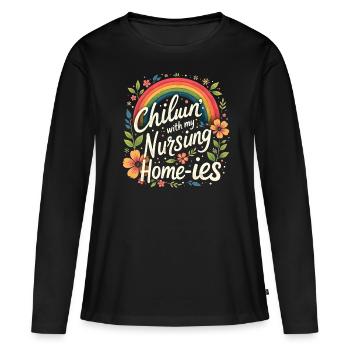 Chillin' With My Nursing Home-ies Funny Nursing - Women's Premium Organic Long Sleeve Shirt - black - Front - Julia (174cm)