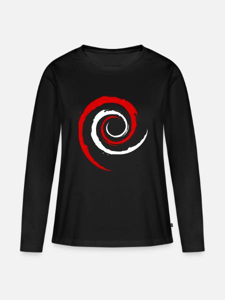 Austrian Debian Swirl - Frauen Premium Bio Langarmshirt - Schwarz