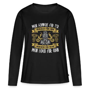 Mein Blut für Thor - Frauen Premium Bio Langarmshirt - Schwarz - Vorne - Julia (174cm)